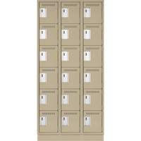 Clean Line Lockerette, 6 -tier, Bank of 3, 36" x 18" x 76", Steel, Beige, Rivet (Assembled) Distribution Jean Lapalme