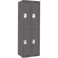Clean Line Lockers, 2 -tier, Bank of 2, 24" x 18" x 72", Steel, Charcoal, Rivet (Assembled) Distribution Jean Lapalme