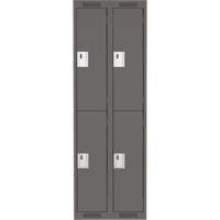 Clean Line Lockers, 2 -tier, Bank of 2, 24" x 18" x 72", Steel, Charcoal, Rivet (Assembled) Distribution Jean Lapalme