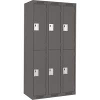 Clean Line Lockers, 2 -tier, Bank of 3, 36" x 18" x 72", Steel, Charcoal, Rivet (Assembled) Distribution Jean Lapalme