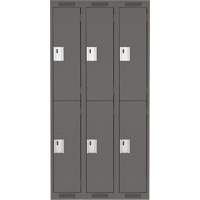 Clean Line Lockers, 2 -tier, Bank of 3, 36" x 18" x 72", Steel, Charcoal, Rivet (Assembled) Distribution Jean Lapalme