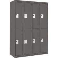 Clean Line Lockers, 2 -tier, Bank of 4, 48" x 18" x 72", Steel, Charcoal, Rivet (Assembled) Distribution Jean Lapalme