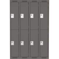 Clean Line Lockers, 2 -tier, Bank of 4, 48" x 18" x 72", Steel, Charcoal, Rivet (Assembled) Distribution Jean Lapalme
