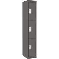 Clean Line Lockers, 3 -tier, 12" x 18" x 72", Steel, Charcoal, Rivet (Assembled) Distribution Jean Lapalme