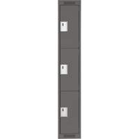 Clean Line Lockers, 3 -tier, 12" x 18" x 72", Steel, Charcoal, Rivet (Assembled) Distribution Jean Lapalme