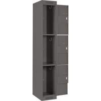 Clean Line Lockers, 3 -tier, Bank of 4, 48" x 18" x 72", Steel, Charcoal, Rivet (Assembled) Distribution Jean Lapalme