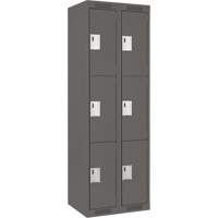 Clean Line Lockers, 3 -tier, Bank of 2, 24" x 18" x 72", Steel, Charcoal, Rivet (Assembled) Distribution Jean Lapalme