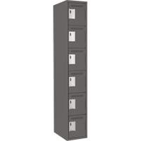 Clean Line Lockerette, 6 -tier, 12" x 18" x 72", Steel, Charcoal, Rivet (Assembled) Distribution Jean Lapalme