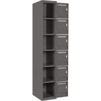 Clean Line Lockerette, 6 -tier, Bank of 4, 48" x 18" x 72", Steel, Charcoal, Rivet (Assembled) Distribution Jean Lapalme