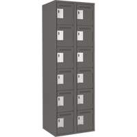 Clean Line Lockerette, 6 -tier, Bank of 2, 24" x 18" x 72", Steel, Charcoal, Rivet (Assembled) Distribution Jean Lapalme