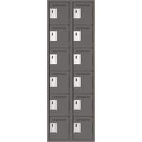 Clean Line Lockerette, 6 -tier, Bank of 2, 24" x 18" x 72", Steel, Charcoal, Rivet (Assembled) Distribution Jean Lapalme