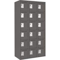 Clean Line Lockerette, 6 -tier, Bank of 3, 36" x 18" x 72", Steel, Charcoal, Rivet (Assembled) Distribution Jean Lapalme