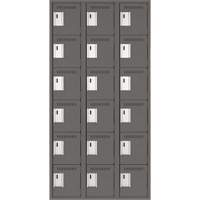 Clean Line Lockerette, 6 -tier, Bank of 3, 36" x 18" x 72", Steel, Charcoal, Rivet (Assembled) Distribution Jean Lapalme