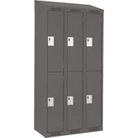 Clean Line Lockers, 2 -tier, Bank of 3, 36" x 18" x 78", Steel, Charcoal, Rivet (Assembled) Distribution Jean Lapalme