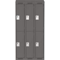 Clean Line Lockers, 2 -tier, Bank of 3, 36" x 18" x 78", Steel, Charcoal, Rivet (Assembled) Distribution Jean Lapalme