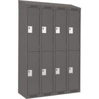 Clean Line Lockers, 2 -tier, Bank of 4, 48" x 18" x 78", Steel, Charcoal, Rivet (Assembled) Distribution Jean Lapalme
