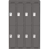 Clean Line Lockers, 2 -tier, Bank of 4, 48" x 18" x 78", Steel, Charcoal, Rivet (Assembled) Distribution Jean Lapalme