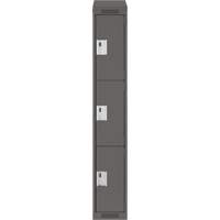 Clean Line Lockers, 3 -tier, 12" x 18" x 78", Steel, Charcoal, Rivet (Assembled) Distribution Jean Lapalme