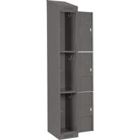 Clean Line Lockers, 3 -tier, Bank of 4, 48" x 18" x 78", Steel, Charcoal, Rivet (Assembled) Distribution Jean Lapalme