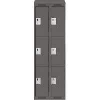 Clean Line Lockers, 3 -tier, Bank of 2, 24" x 18" x 78", Steel, Charcoal, Rivet (Assembled) Distribution Jean Lapalme