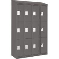 Clean Line Lockers, 3 -tier, Bank of 4, 48" x 18" x 78", Steel, Charcoal, Rivet (Assembled) Distribution Jean Lapalme