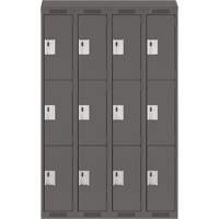 Clean Line Lockers, 3 -tier, Bank of 4, 48" x 18" x 78", Steel, Charcoal, Rivet (Assembled) Distribution Jean Lapalme