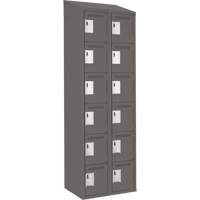 Clean Line Lockerette, 6 -tier, Bank of 2, 24" x 18" x 78", Steel, Charcoal, Rivet (Assembled) Distribution Jean Lapalme