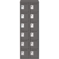 Clean Line Lockerette, 6 -tier, Bank of 2, 24" x 18" x 78", Steel, Charcoal, Rivet (Assembled) Distribution Jean Lapalme