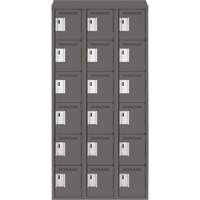 Clean Line Lockerette, 6 -tier, Bank of 3, 36" x 18" x 78", Steel, Charcoal, Rivet (Assembled) Distribution Jean Lapalme