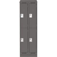 Clean Line Lockers, 2 -tier, Bank of 2, 24" x 18" x 82", Steel, Charcoal, Rivet (Assembled) Distribution Jean Lapalme