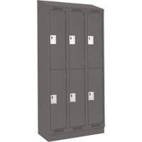 Clean Line Lockers, 2 -tier, Bank of 3, 36" x 18" x 82", Steel, Charcoal, Rivet (Assembled) Distribution Jean Lapalme