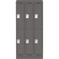Clean Line Lockers, 2 -tier, Bank of 3, 36" x 18" x 82", Steel, Charcoal, Rivet (Assembled) Distribution Jean Lapalme