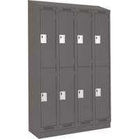 Clean Line Lockers, 2 -tier, Bank of 4, 48" x 18" x 82", Steel, Charcoal, Rivet (Assembled) Distribution Jean Lapalme