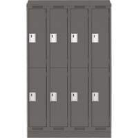 Clean Line Lockers, 2 -tier, Bank of 4, 48" x 18" x 82", Steel, Charcoal, Rivet (Assembled) Distribution Jean Lapalme