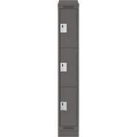 Clean Line Lockers, 3 -tier, 12" x 18" x 82", Steel, Charcoal, Rivet (Assembled) Distribution Jean Lapalme