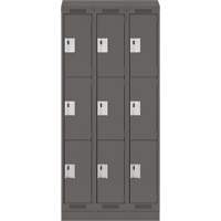 Clean Line Lockers, 3 -tier, Bank of 3, 36" x 18" x 82", Steel, Charcoal, Rivet (Assembled) Distribution Jean Lapalme
