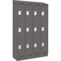 Clean Line Lockers, 3 -tier, Bank of 4, 48" x 18" x 82", Steel, Charcoal, Rivet (Assembled) Distribution Jean Lapalme