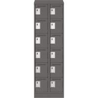 Clean Line Lockerette, 6 -tier, Bank of 2, 24" x 18" x 82", Steel, Charcoal, Rivet (Assembled) Distribution Jean Lapalme