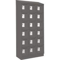 Clean Line Lockerette, 6 -tier, Bank of 3, 36" x 18" x 82", Steel, Charcoal, Rivet (Assembled) Distribution Jean Lapalme
