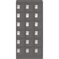 Clean Line Lockerette, 6 -tier, Bank of 3, 36" x 18" x 82", Steel, Charcoal, Rivet (Assembled) Distribution Jean Lapalme