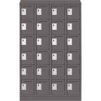 Clean Line Lockerette, 6 -tier, Bank of 4, 48" x 18" x 82", Steel, Charcoal, Rivet (Assembled) Distribution Jean Lapalme