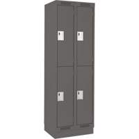 Clean Line Lockers, 2 -tier, Bank of 2, 24" x 18" x 76", Steel, Charcoal, Rivet (Assembled) Distribution Jean Lapalme