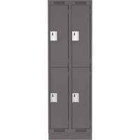 Clean Line Lockers, 2 -tier, Bank of 2, 24" x 18" x 76", Steel, Charcoal, Rivet (Assembled) Distribution Jean Lapalme