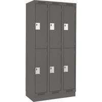 Clean Line Lockers, 2 -tier, Bank of 3, 36" x 18" x 76", Steel, Charcoal, Rivet (Assembled) Distribution Jean Lapalme
