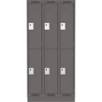 Clean Line Lockers, 2 -tier, Bank of 3, 36" x 18" x 76", Steel, Charcoal, Rivet (Assembled) Distribution Jean Lapalme