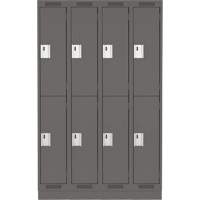 Clean Line Lockers, 2 -tier, Bank of 4, 48" x 18" x 76", Steel, Charcoal, Rivet (Assembled) Distribution Jean Lapalme