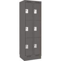 Clean Line Lockers, 3 -tier, Bank of 2, 24" x 18" x 76", Steel, Charcoal, Rivet (Assembled) Distribution Jean Lapalme