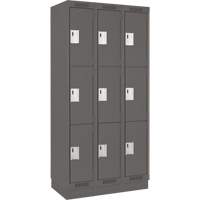 Clean Line Lockers, 3 -tier, Bank of 3, 36" x 18" x 76", Steel, Charcoal, Rivet (Assembled) Distribution Jean Lapalme