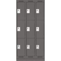 Clean Line Lockers, 3 -tier, Bank of 3, 36" x 18" x 76", Steel, Charcoal, Rivet (Assembled) Distribution Jean Lapalme