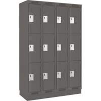Clean Line Lockers, 3 -tier, Bank of 4, 48" x 18" x 76", Steel, Charcoal, Rivet (Assembled) Distribution Jean Lapalme